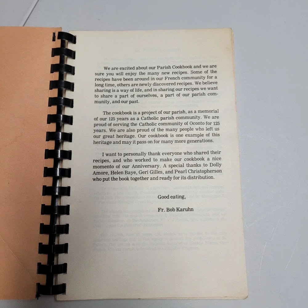 St Peters Cook Book 125th Anniversary Oconto Wisconsin 1857-1982 Vintage
